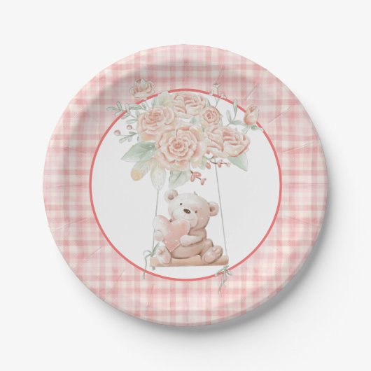 Cute Teddy Bear Pink Pset Paper Bord (Voorkant)