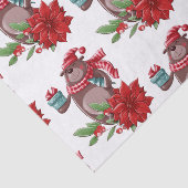 Cute Teddy Bear Poinsettia Tissuepapier (Detail)