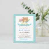 Cute Teddy Bear Polka Dots Book Thmed Baby shower Kaart (Staand voorkant)