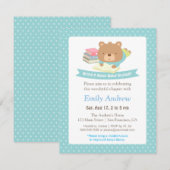 Cute Teddy Bear Polka Dots Book Thmed Baby shower Kaart (Voorkant / Achterkant)