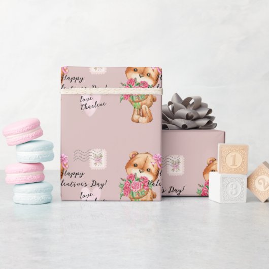 Cute Teddy Bear Postal Letter Valentijnsdag Cadeaupapier (Baby Shower)