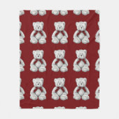 Cute Teddy Bear, Potcil Drawing, Polka Dots Fleece Deken (Voorkant)
