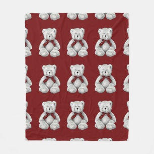 Cute Teddy Bear, Potcil Drawing, Polka Dots Fleece Deken