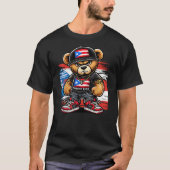 Cute Teddy Bear Puerto Rico Flag Boricua Puerto Ri T-shirt (Voorkant)