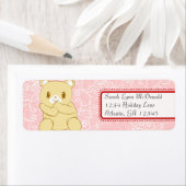 Cute Teddy Bear Red Pink Stippen & Hearts Etiket (Insitu)