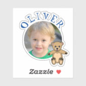 Cute Teddy Bear Round Lijst Name and Photo Kinder Sticker (Vel)