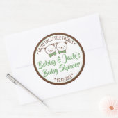 Cute Teddy Bear Rustic Nostalgische Baby shower Gi Ronde Sticker (Envelop)