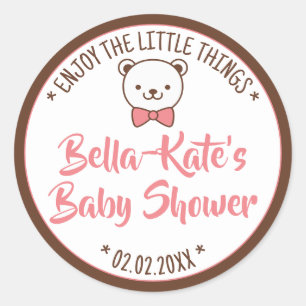 Cute Teddy Bear Rustic Nostalgische Baby shower Gi Ronde Sticker