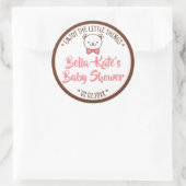 Cute Teddy Bear Rustic Nostalgische Baby shower Gi Ronde Sticker (Tas)