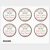Cute Teddy Bear Rustic Nostalgische Baby shower Gi Ronde Sticker (Vel)