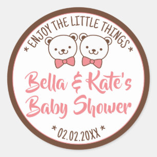Cute Teddy Bear Rustic Nostalgische Baby shower Gi Ronde Sticker