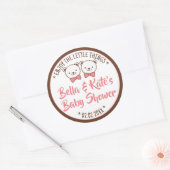 Cute Teddy Bear Rustic Nostalgische Baby shower Gi Ronde Sticker (Envelop)