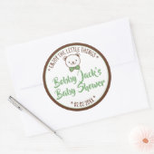 Cute Teddy Bear Rustic Nostalgische Baby shower Gi Ronde Sticker (Envelop)
