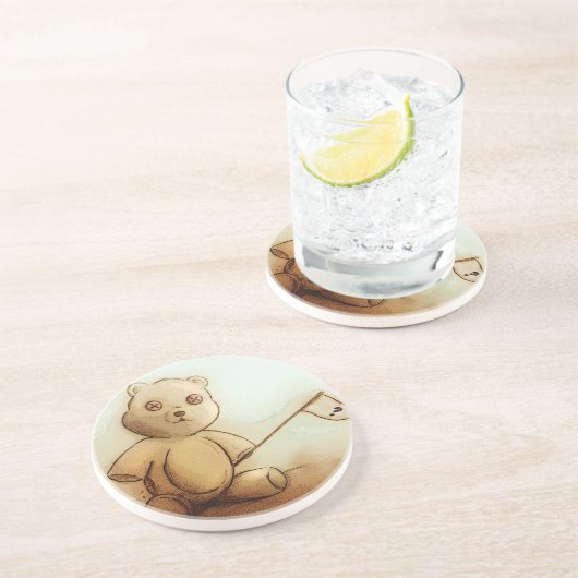 Cute  Teddy Bear, SandStone Onderzetter (Zijkant)