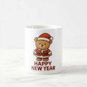Cute Teddy Bear Santa Happy New Year Sticker Magische Mok (Center)