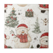 Cute Teddy Bear & Santa on White (2) Tegeltje (Voorkant)