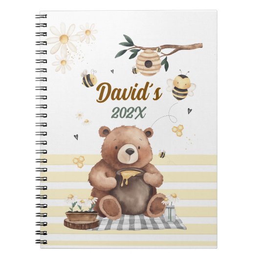  Cute teddy bear school notebook with jar of honey Notitieboek (Voorkant)