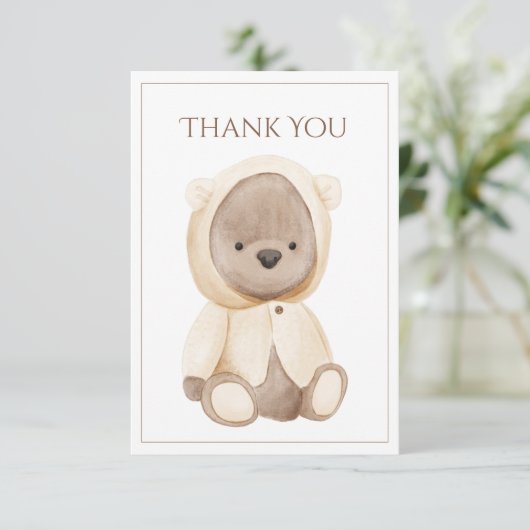 Cute Teddy Bear Simple Bedankt! Bedankkaart (Staand voorkant)