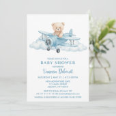 Cute Teddy Bear Sky Adventure Baby Shower  Kaart (Staand voorkant)