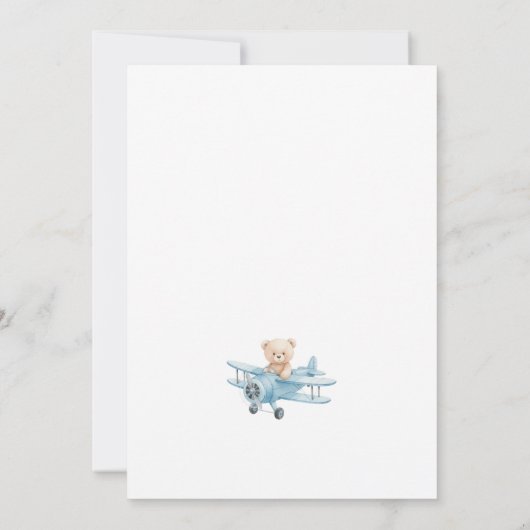 Cute Teddy Bear Sky Adventure Baby Shower  Kaart (Achterkant)