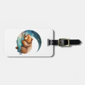 Cute Teddy Bear Sleeping op de maan van Crescent Bagagelabel (Voorkant horizontaal)