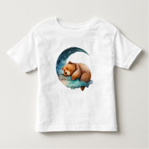 Cute Teddy Bear Sleeping op de maan van Crescent Kinder Shirts