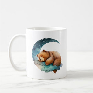 Cute Teddy Bear Sleeping op de maan van Crescent Koffiemok
