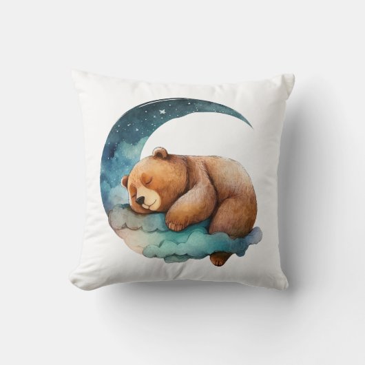 Cute Teddy Bear Sleeping op de maan van Crescent Kussen (Voorkant)