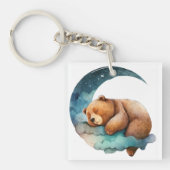 Cute Teddy Bear Sleeping op de maan van Crescent Sleutelhanger (voorkant)
