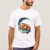 Cute Teddy Bear Sleeping op de maan van Crescent T-shirt (Voorkant)