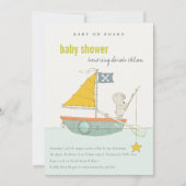 Cute Teddy Bear Star Sailboat Baby shower Invite Bedankkaart (Voorkant)