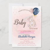 Cute Teddy Bear, Stars Baby shower Invitation Kaart (Voorkant)