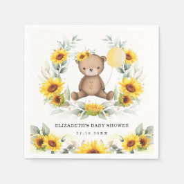 Cute Teddy Bear Sunflower Ballon Baby shower Servet