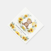 Cute Teddy Bear Sunflower Ballon Baby shower Servet (Hoek)