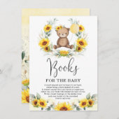 Cute Teddy Bear Sunflower Greenery Books voor Baby Informatiekaartje (Voorkant / Achterkant)