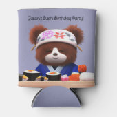 Cute Teddy Bear Sushi Chef Birthday Party Blikjeskoeler (Voorkant)