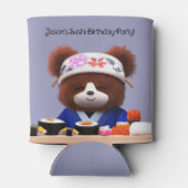 Cute Teddy Bear Sushi Chef Birthday Party Blikjeskoeler (Achterkant)