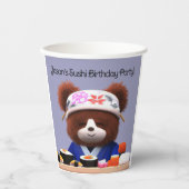 Cute Teddy Bear Sushi Chef Birthday Party Papieren Bekers (Voorkant)