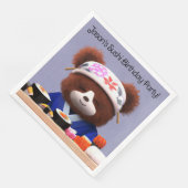 Cute Teddy Bear Sushi Chef Birthday Party Servet (Hoek)