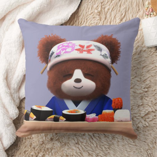 Cute Teddy Bear Sushi Chef Kussen (Deken)