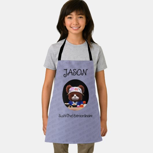 Cute Teddy Bear Sushi Chef Schort (Insitu)