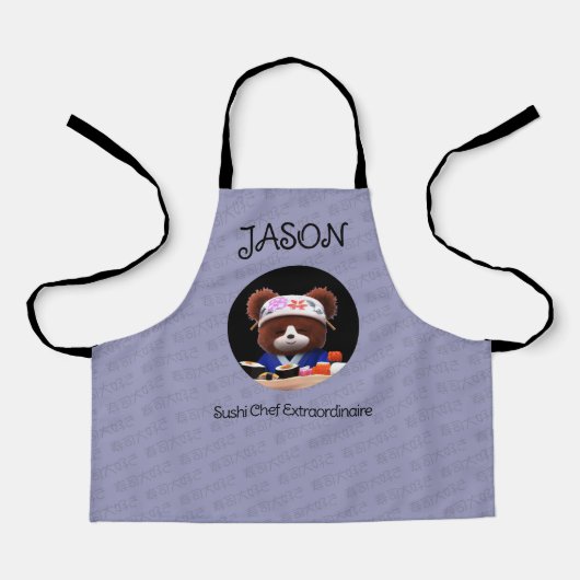 Cute Teddy Bear Sushi Chef Schort (Voorkant)