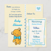 Cute Teddy Bear Tan Baby shower Invitation Uitnodiging Briefkaart (Voorkant / Achterkant)