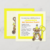Cute Teddy Bear Theme Kinderen Birthday - Geel Kaart (Voorkant / Achterkant)