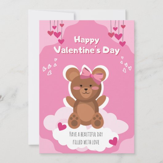 Cute Teddy Bear Valentine's Day Card for Kids  Feestdagenkaart (Voorkant)