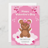 Cute Teddy Bear Valentine's Day Card for Kids  Feestdagenkaart (Voorkant / Achterkant)
