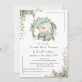 Cute Teddy Bear Virtual Baby shower for Boy Kaart (Voorkant)