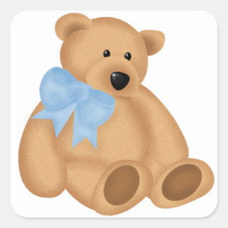 Cute Teddy Bear, voor Baby Boy Vierkante Sticker