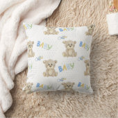 Cute Teddy Bear Waterverf Baby Boy Nursery Kussen (Deken)