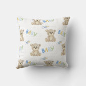Cute Teddy Bear Waterverf Baby Boy Nursery Kussen (Achterkant)